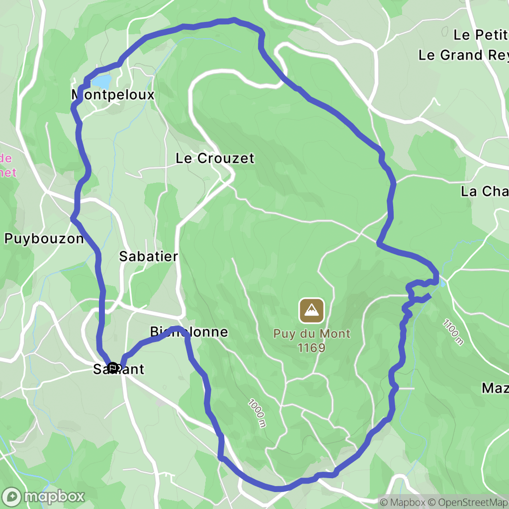 Saillant : carte du parcours de randonnée - France