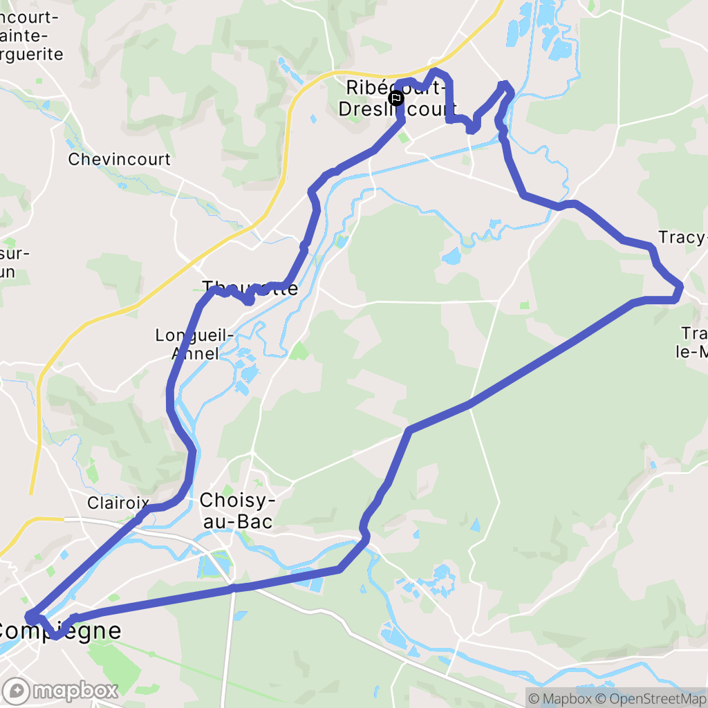 Ribecourt : carte du parcours de randonnée - France
