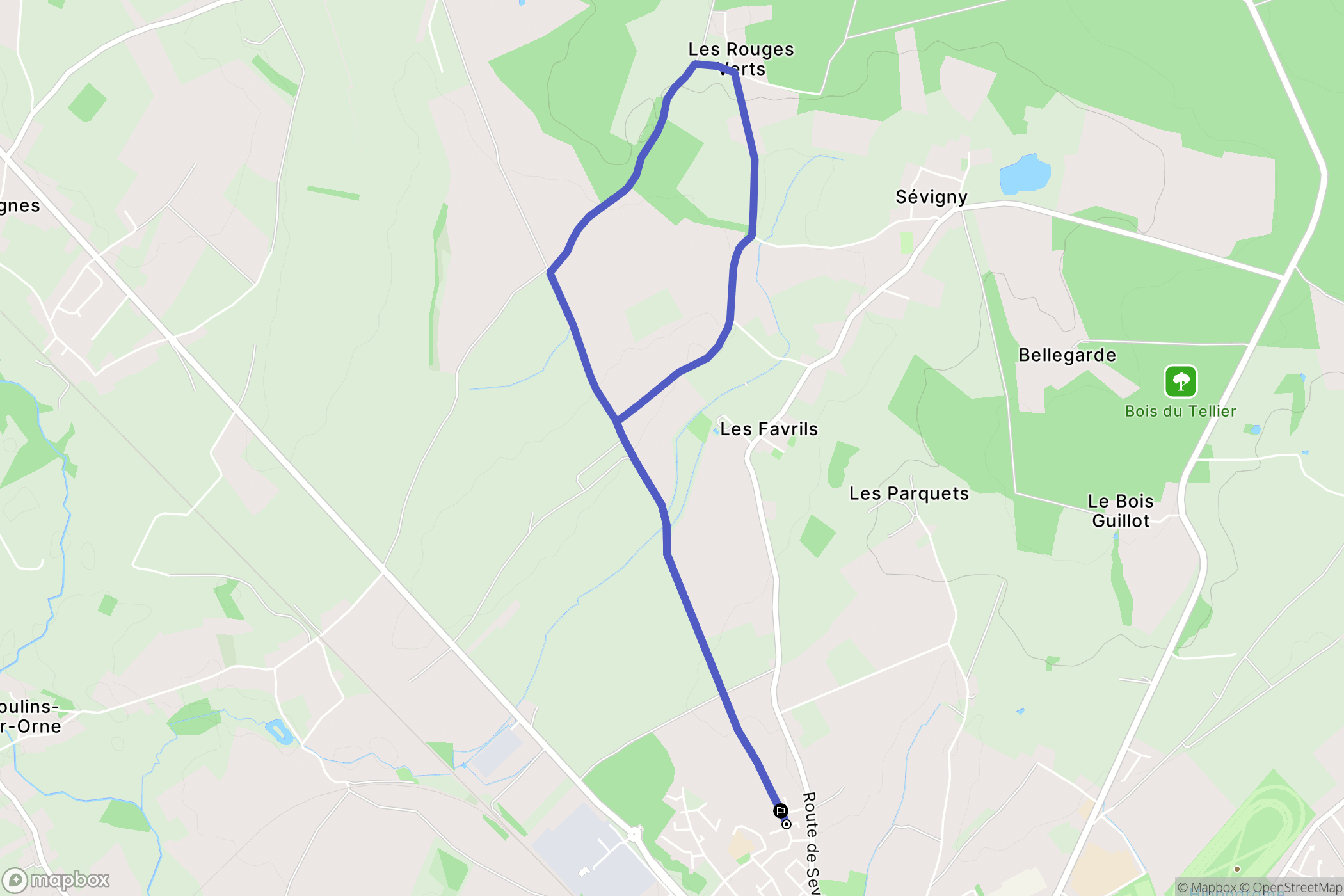 Argentan : carte du parcours de randonnée - France