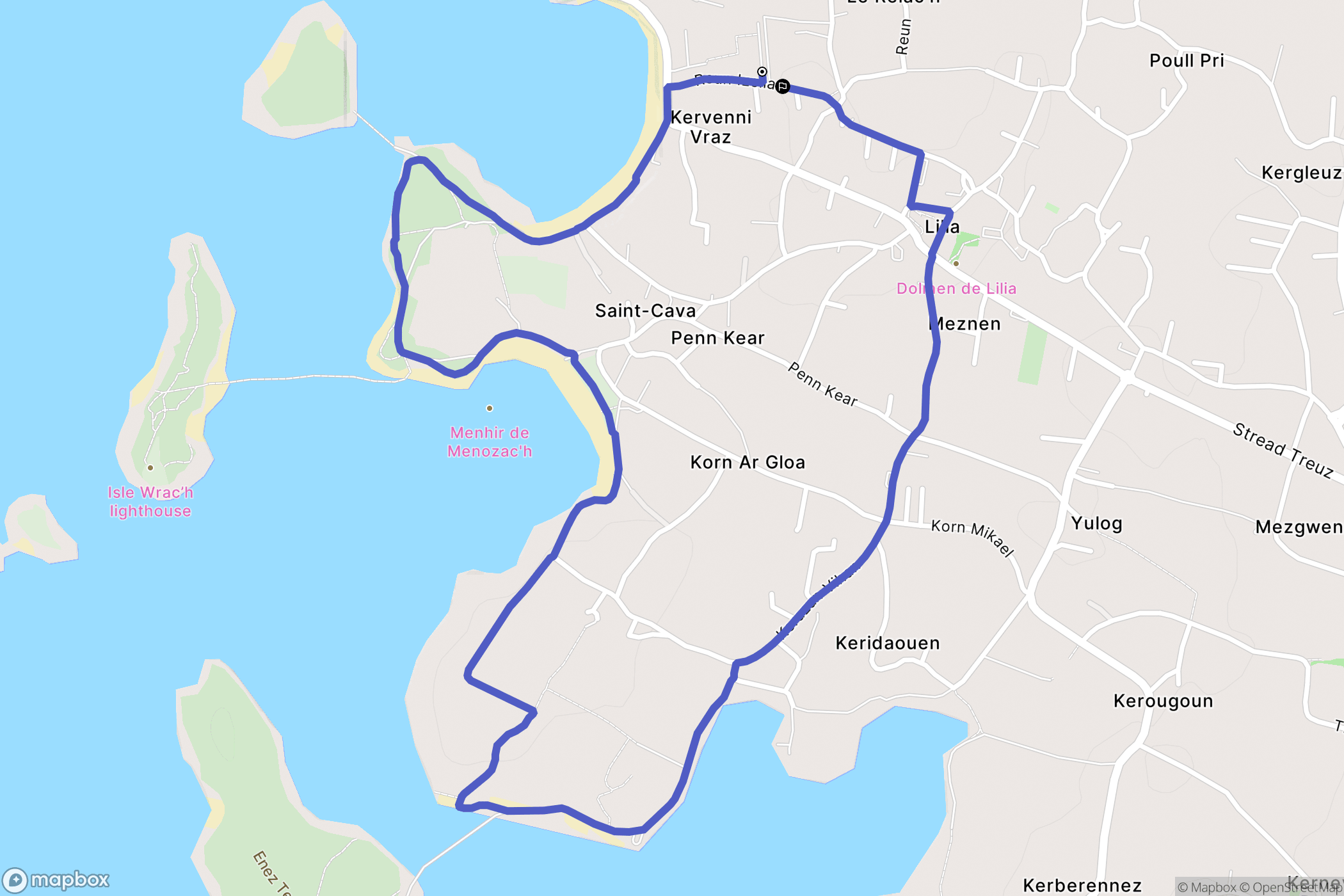 Plouguerneau : carte du parcours de randonnée - France