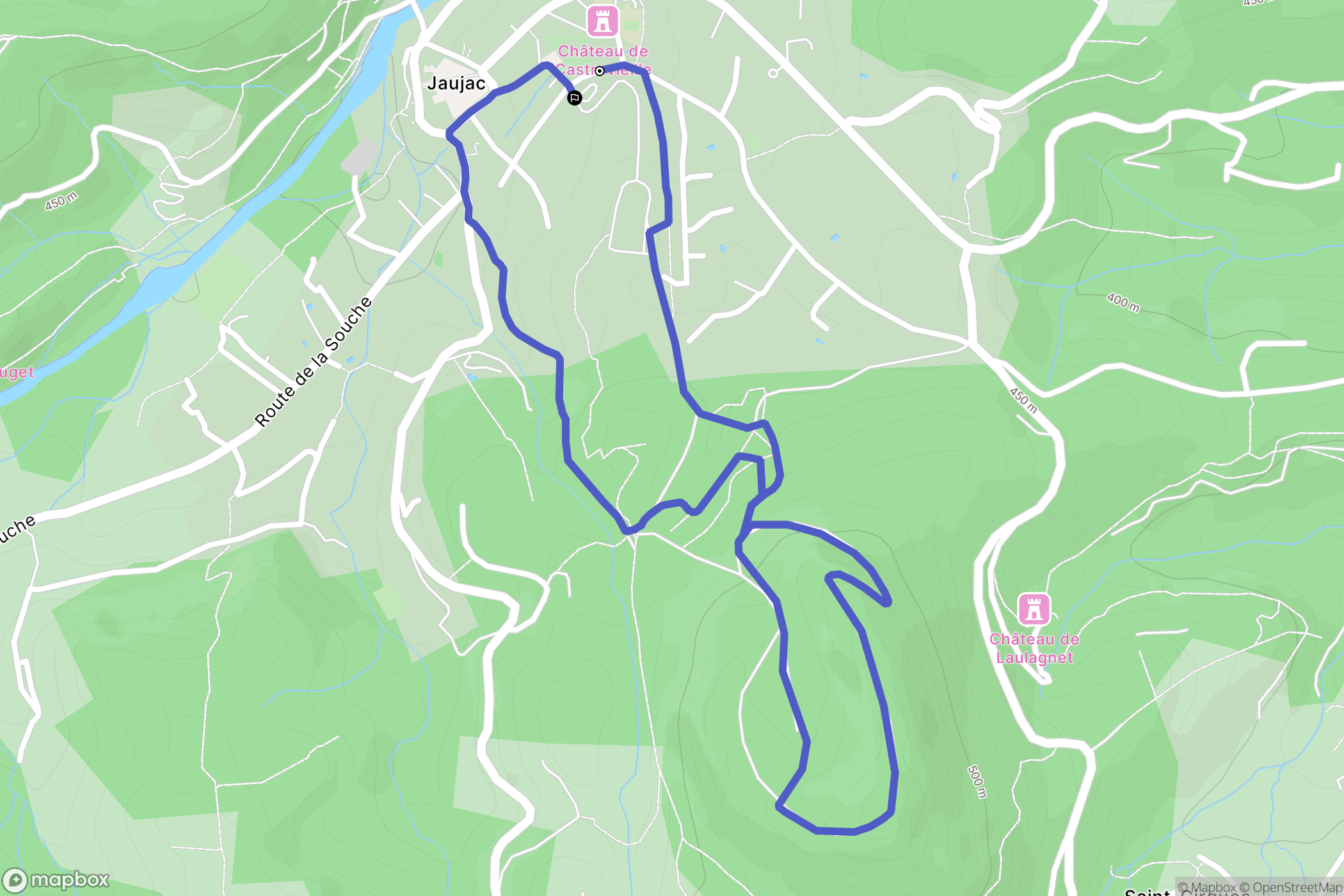 Jaujac : carte du parcours de randonnée - France