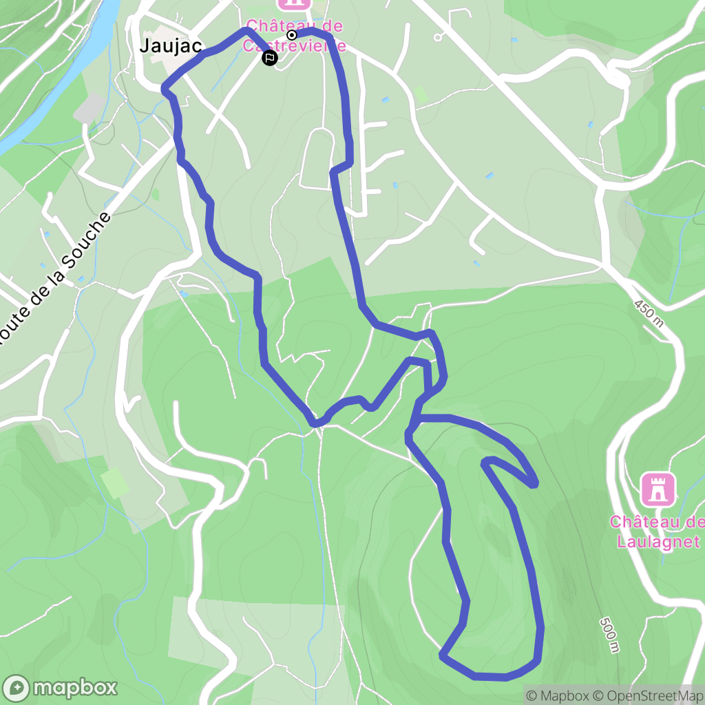 Jaujac : carte du parcours de randonnée - France