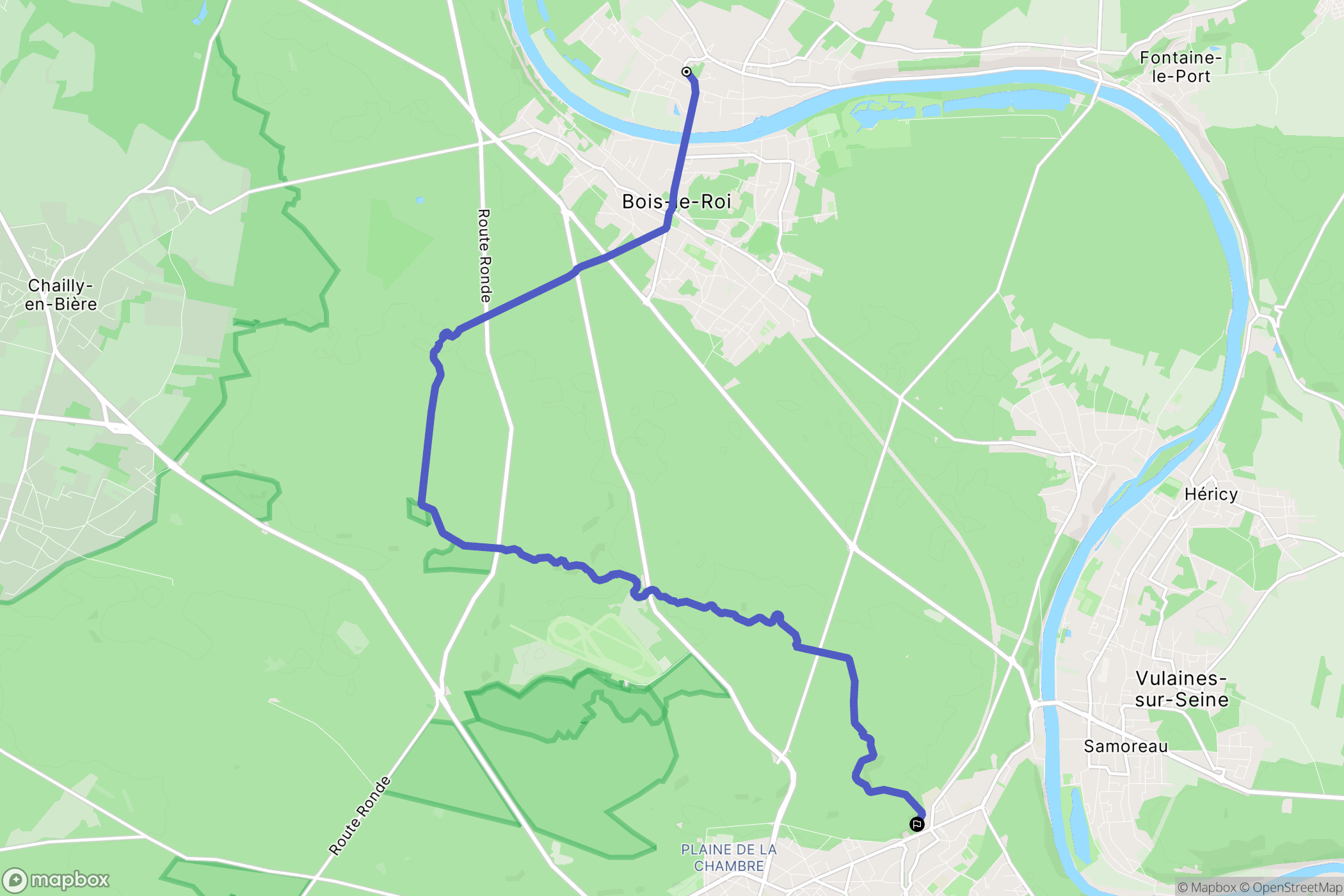 Chartrettes : carte du parcours de randonnée - France