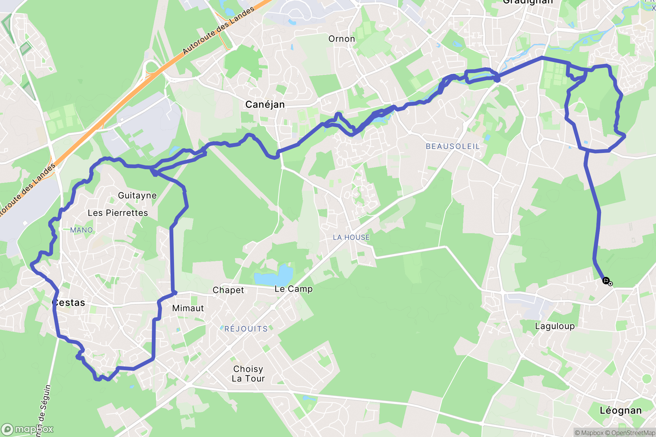 Léognan : carte du parcours de randonnée - France