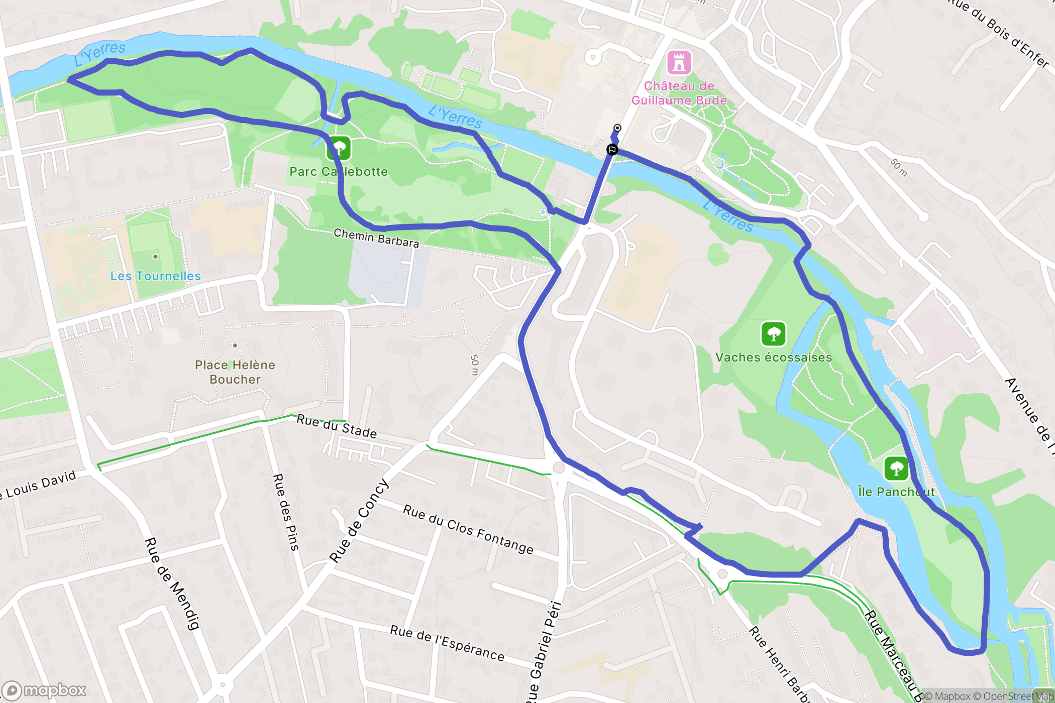 Yerres : carte du parcours de randonnée - France