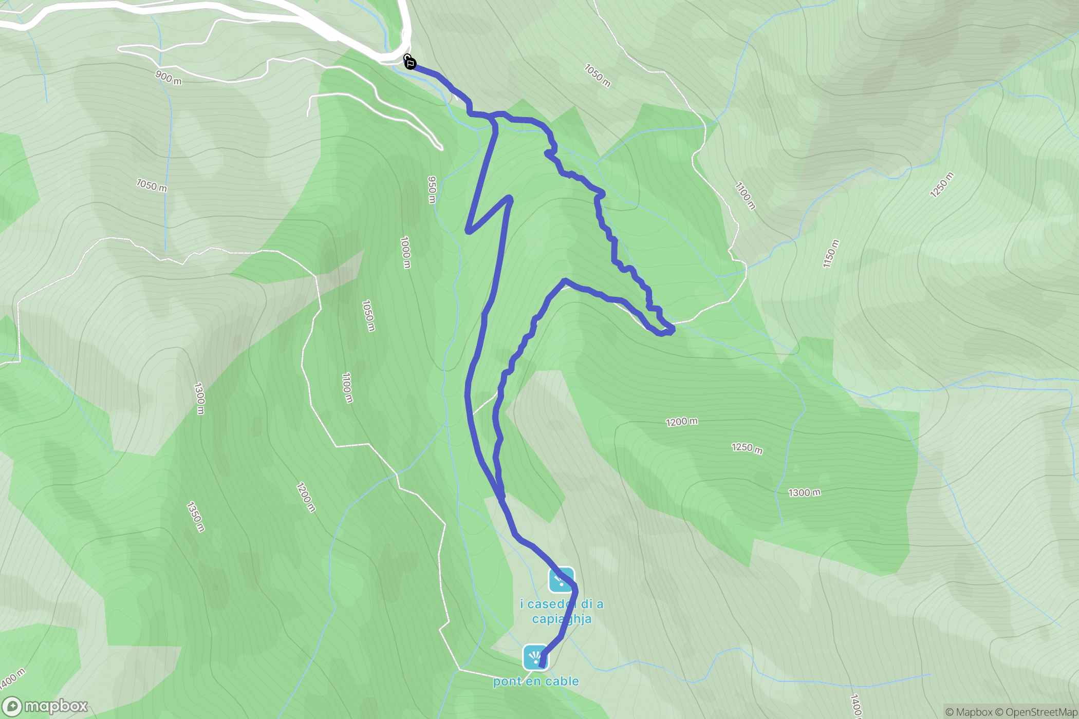 Bocognano : carte du parcours de randonnée - France