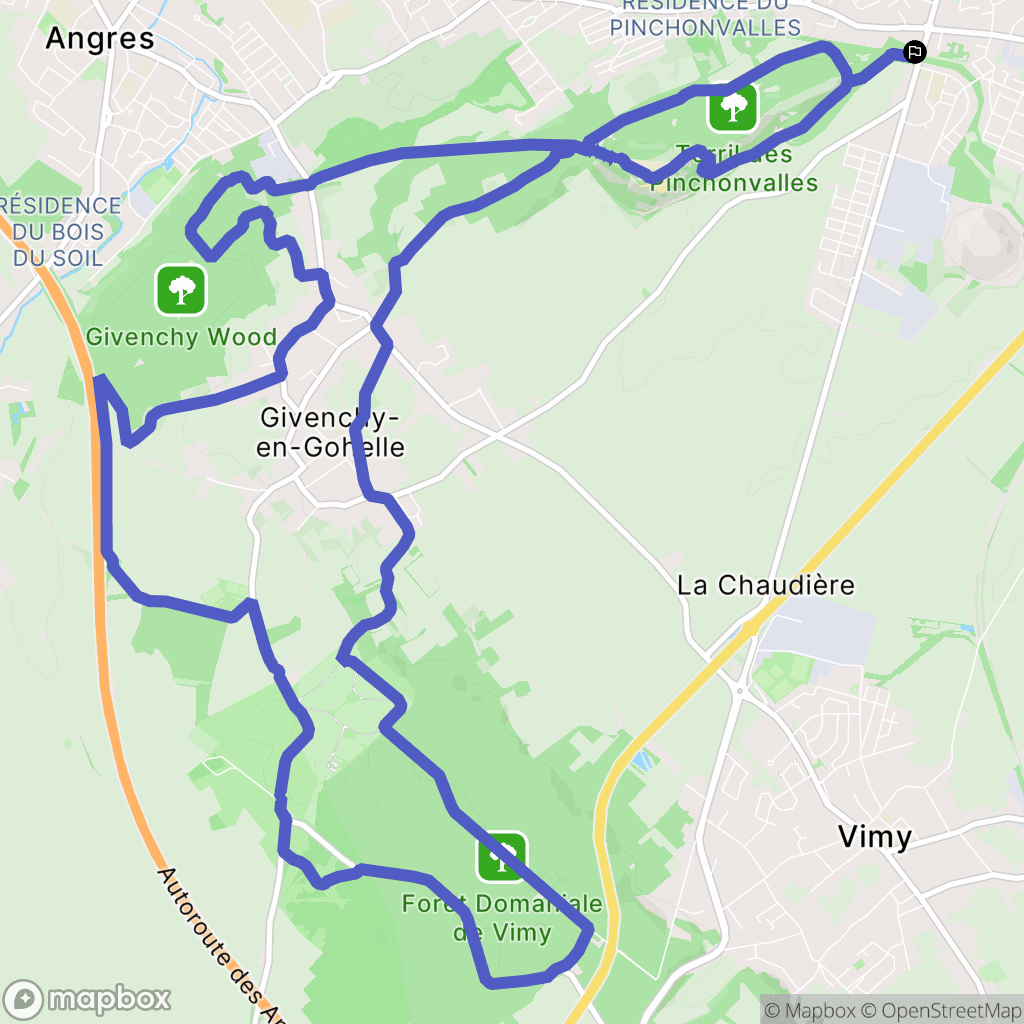 Avion : carte du parcours de randonnée - France