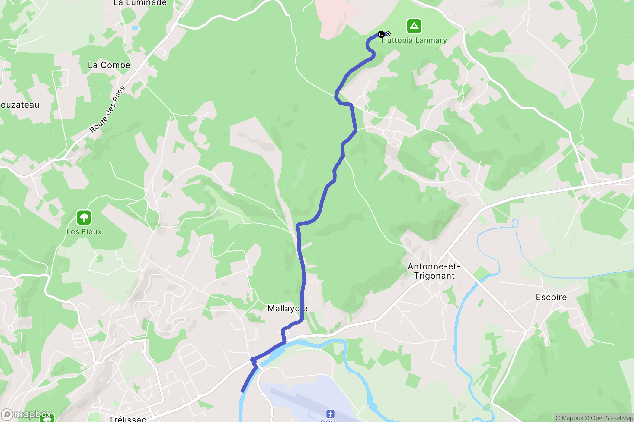 Antonne-et-Trigonant : carte du parcours de randonnée - France