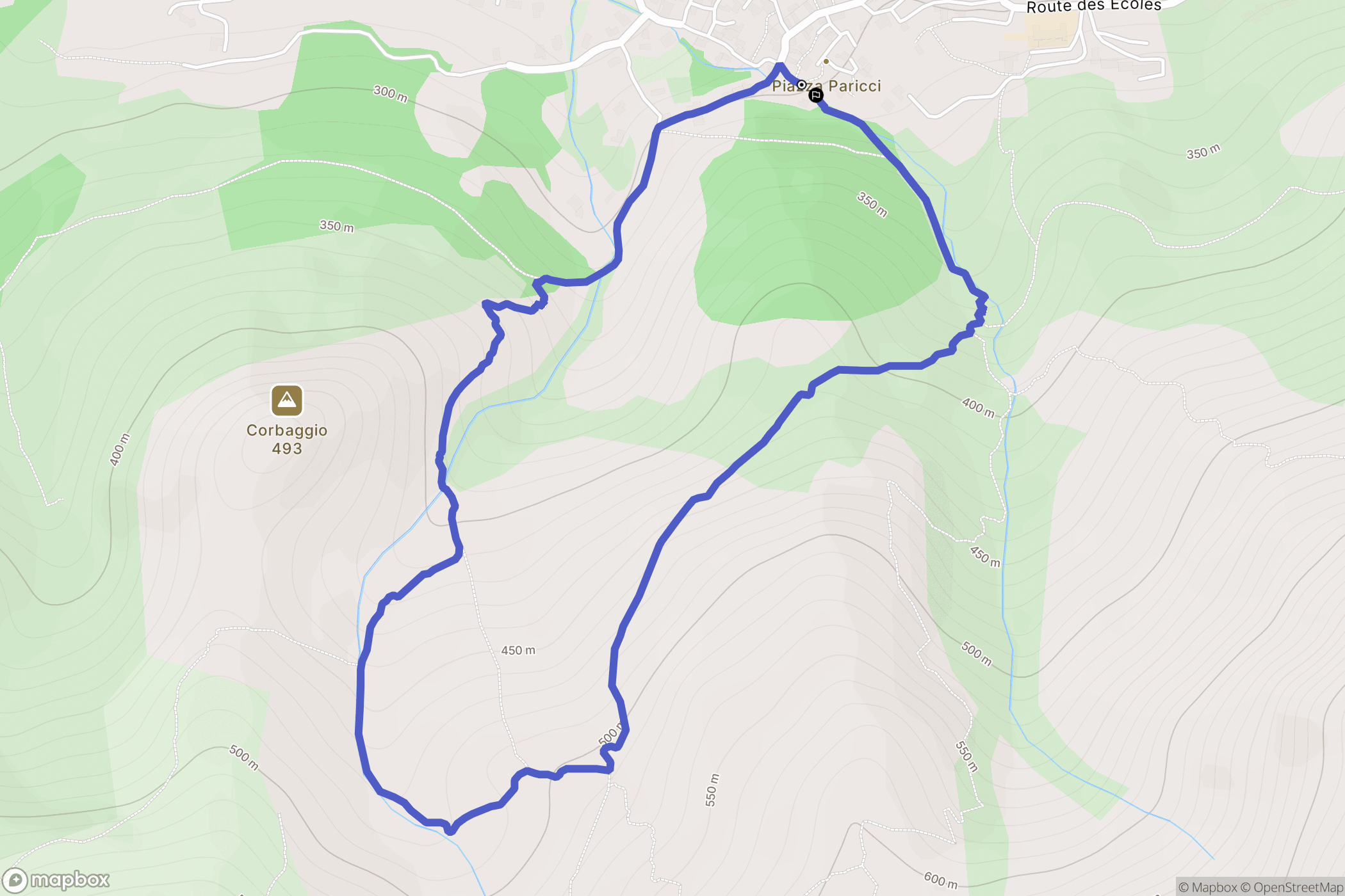 Calenzana : carte du parcours de randonnée - France