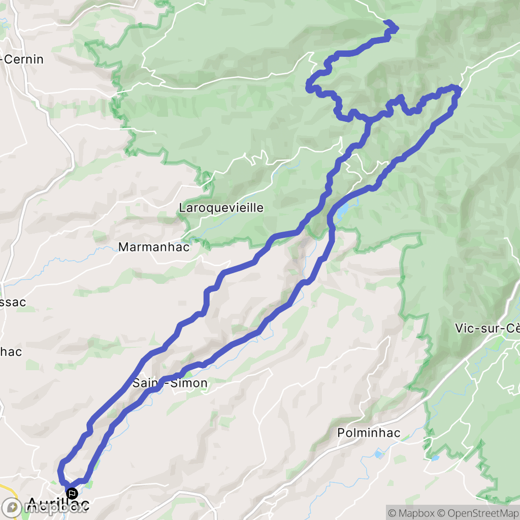 Aurillac : carte du parcours de randonnée - France