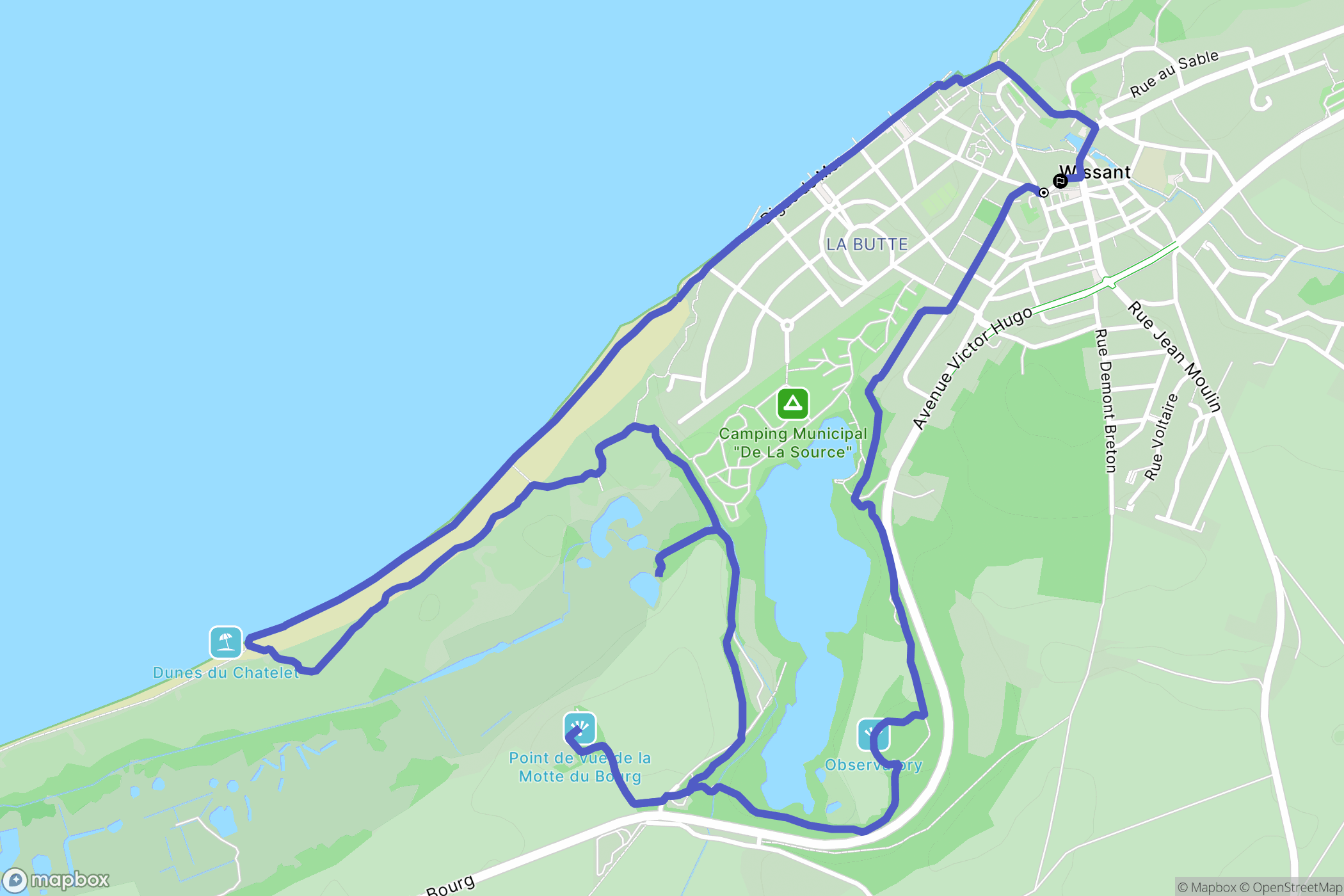 Wissant : carte du parcours de randonnée - France