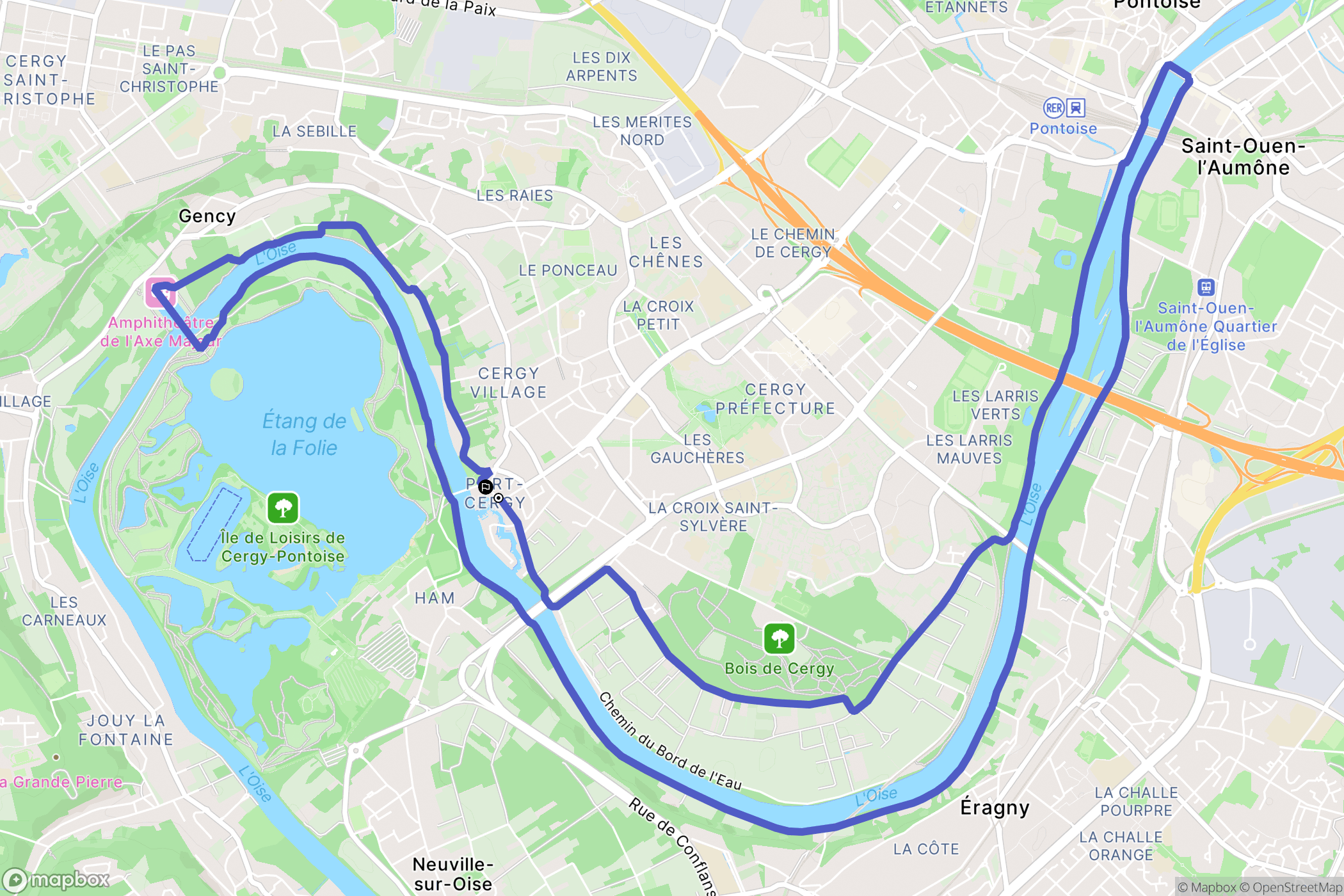 Cergy : carte du parcours de randonnée - France