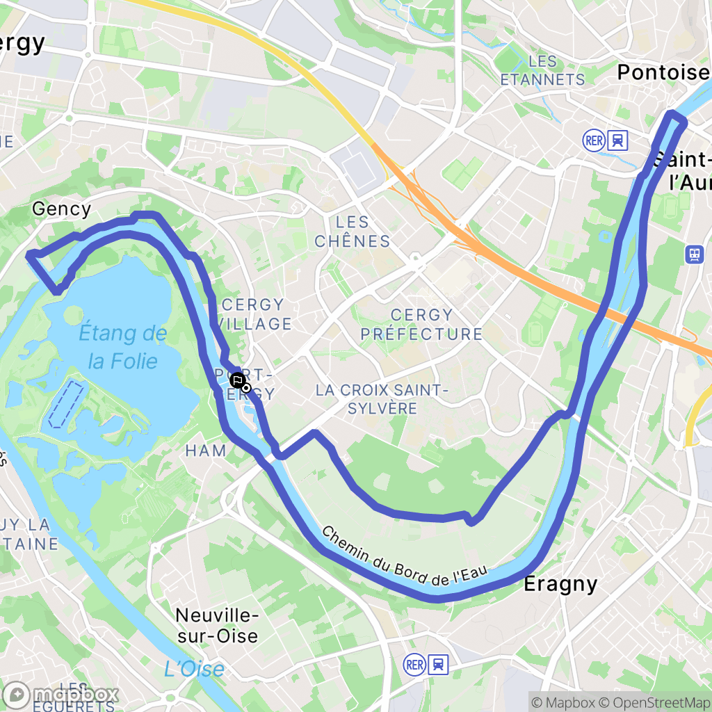 Cergy : carte du parcours de randonnée - France
