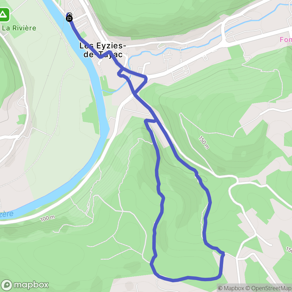 Les Eyzies : carte du parcours de randonnée - France