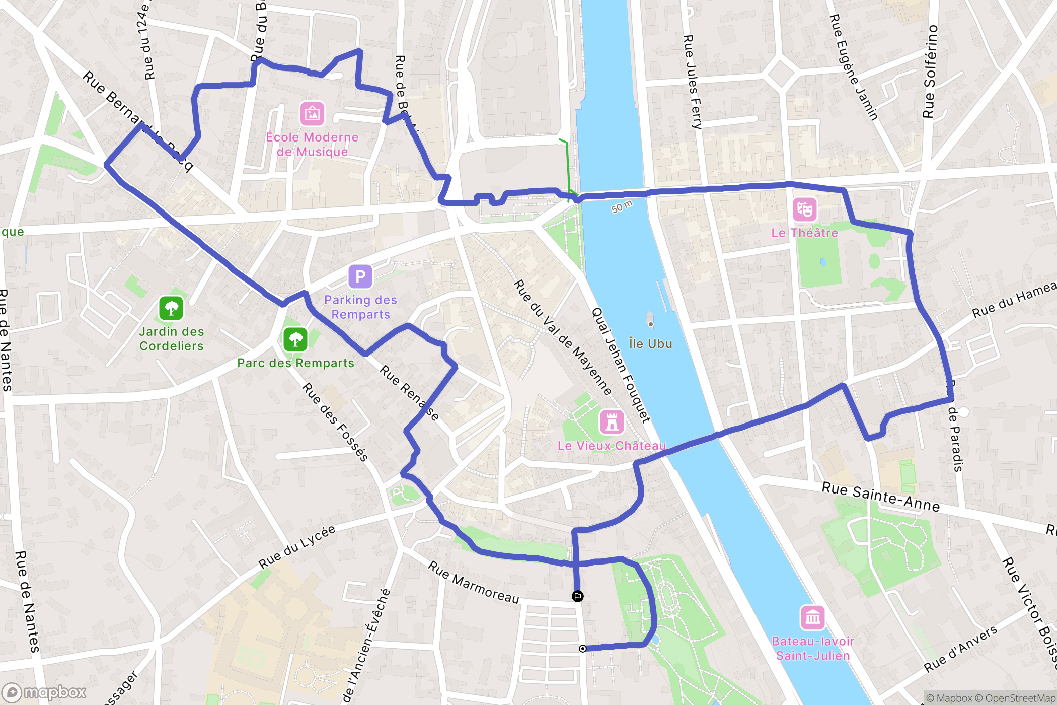 Laval : carte du parcours de randonnée - France