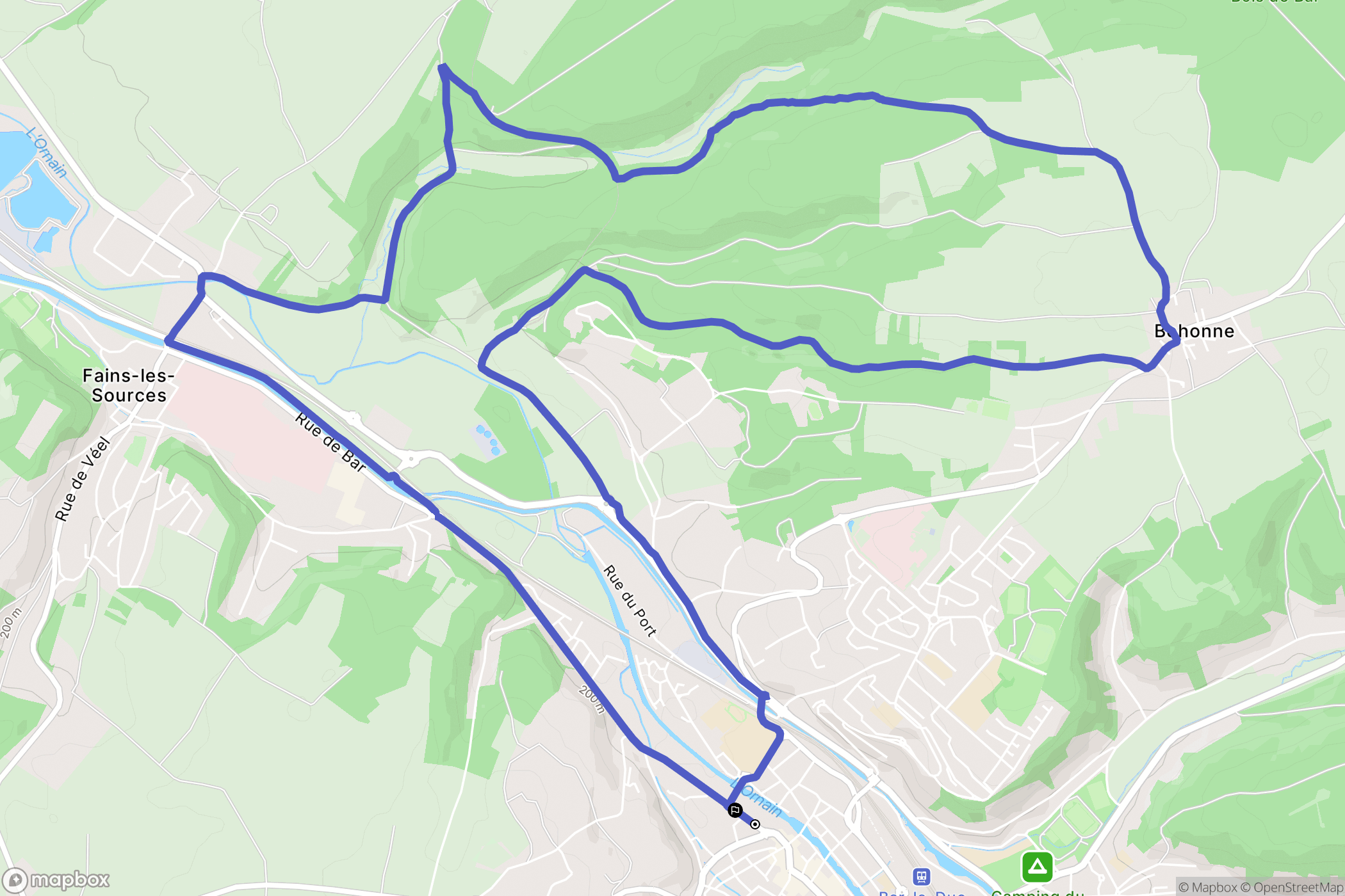 Bar-le-Duc : carte du parcours de randonnée - France