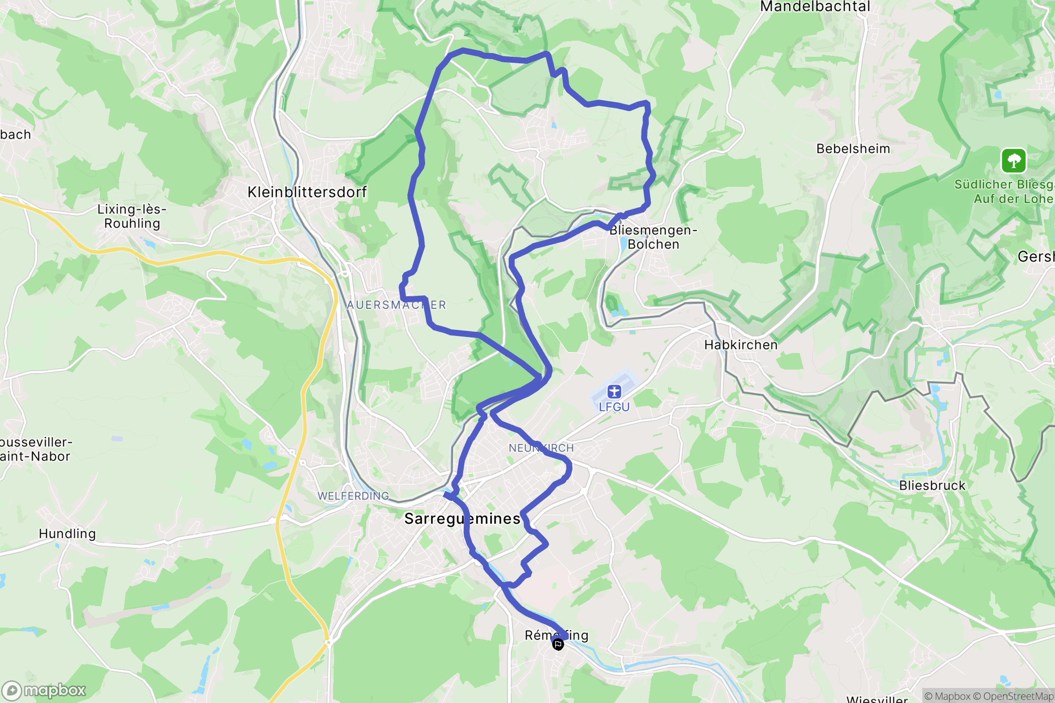 Rémelfing : carte du parcours de randonnée - France