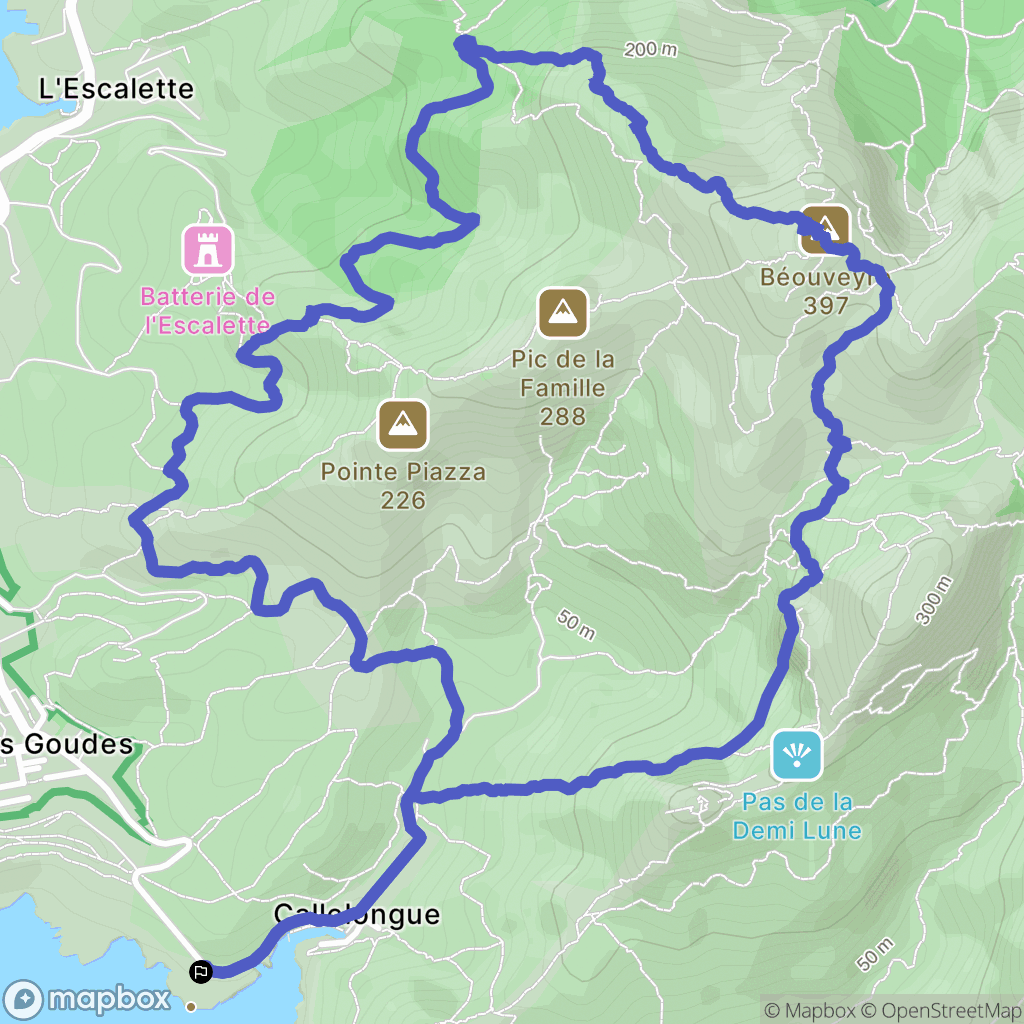 Marseille : carte du parcours de randonnée - France