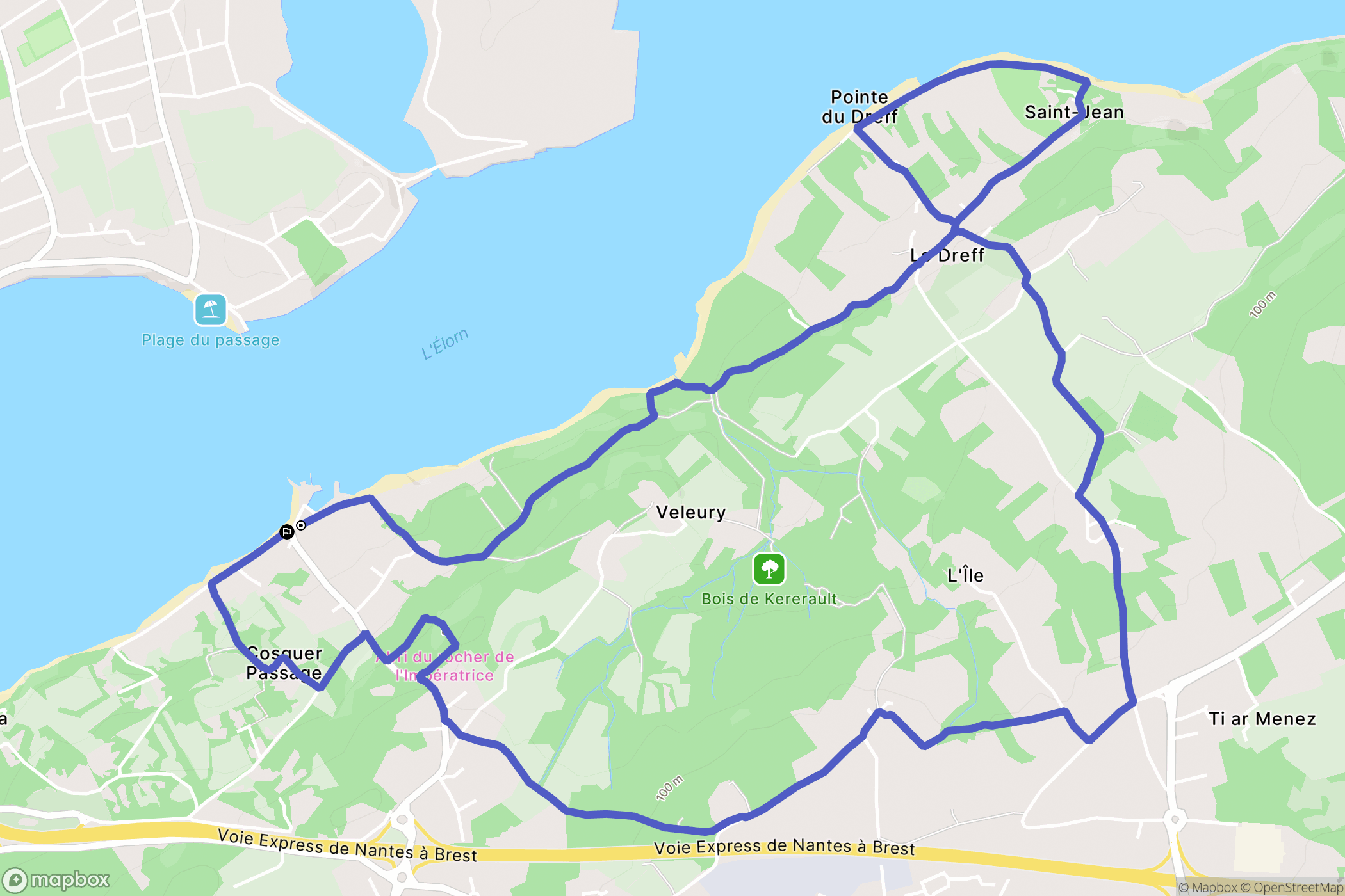 Plougastel-Daoulas : carte du parcours de randonnée - France