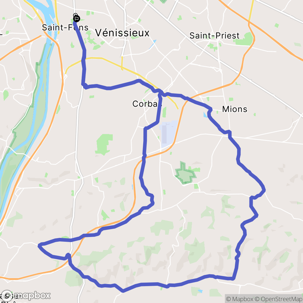 Saint-Fons : carte du parcours de randonnée - France