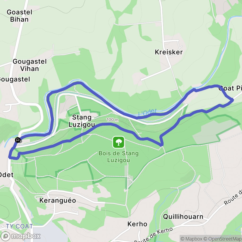 Ergué-Gabéric : carte du parcours de randonnée - France