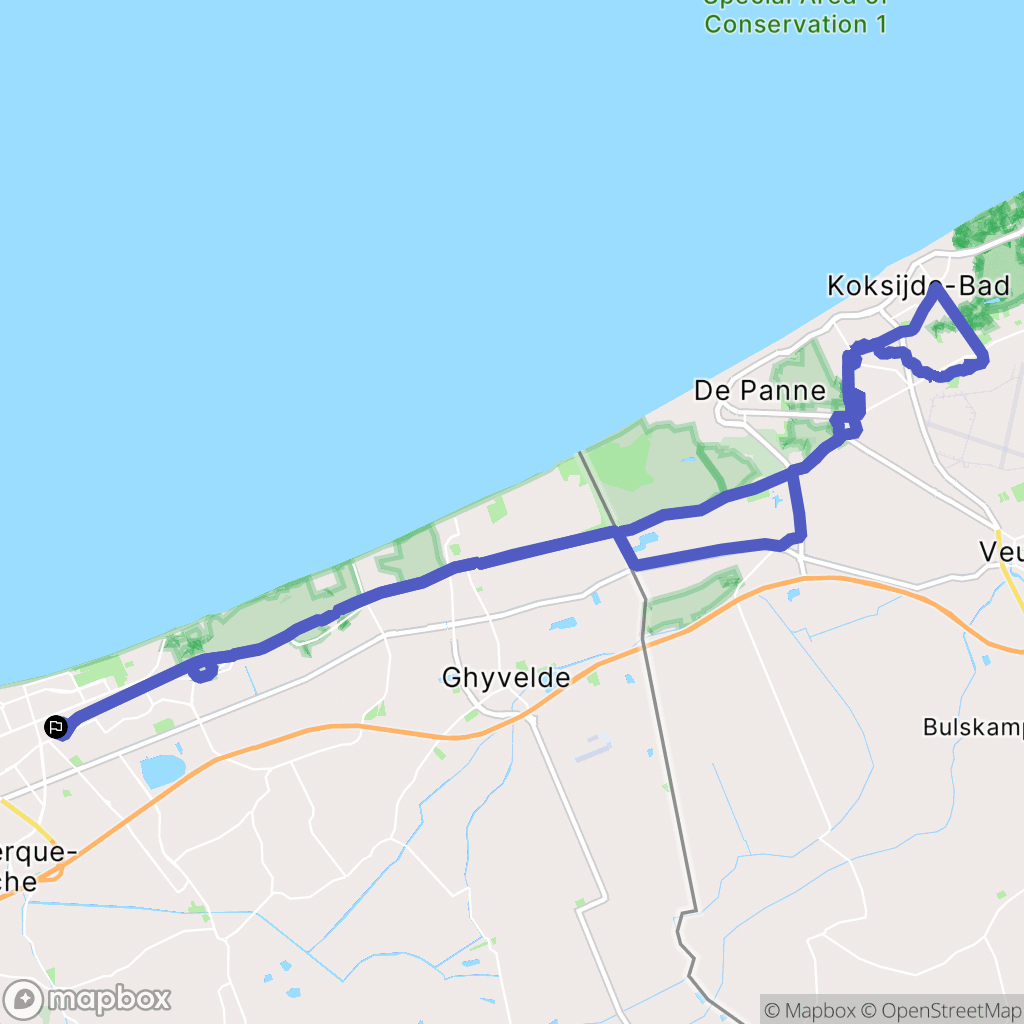 Dunkerque : carte du parcours de randonnée - France