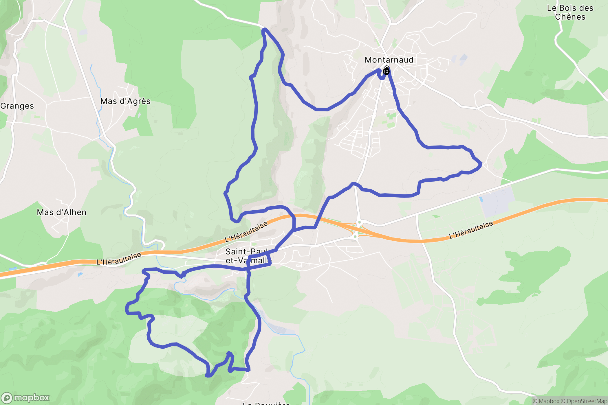 Montarnaud : carte du parcours de randonnée - France