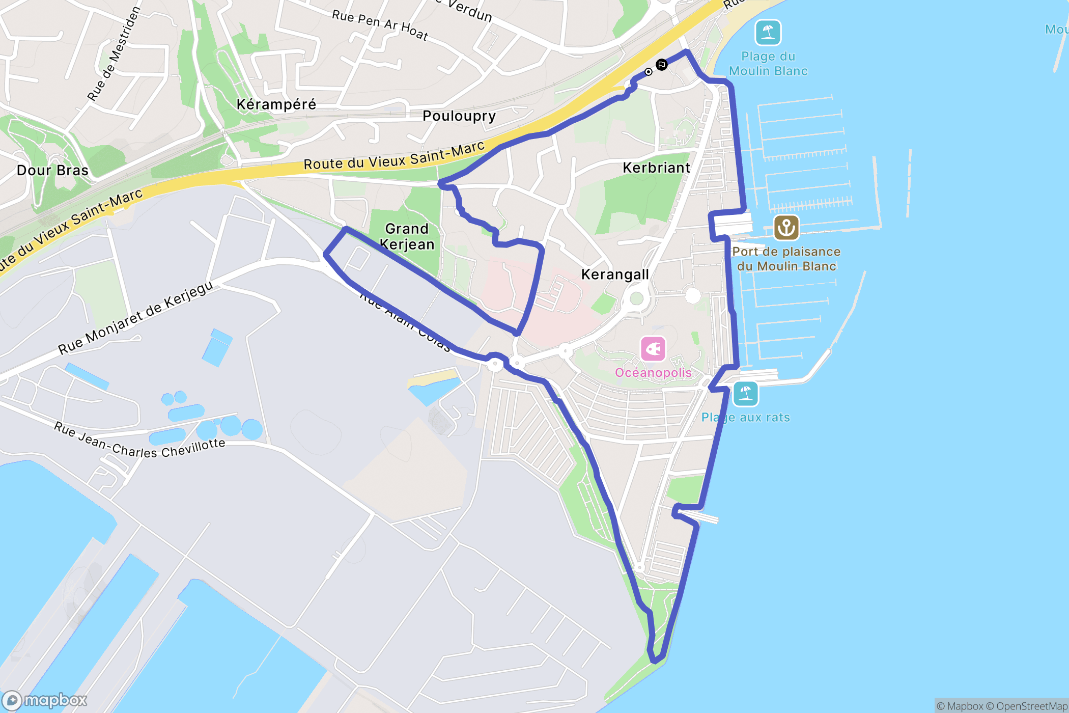 Brest : carte du parcours de randonnée - France