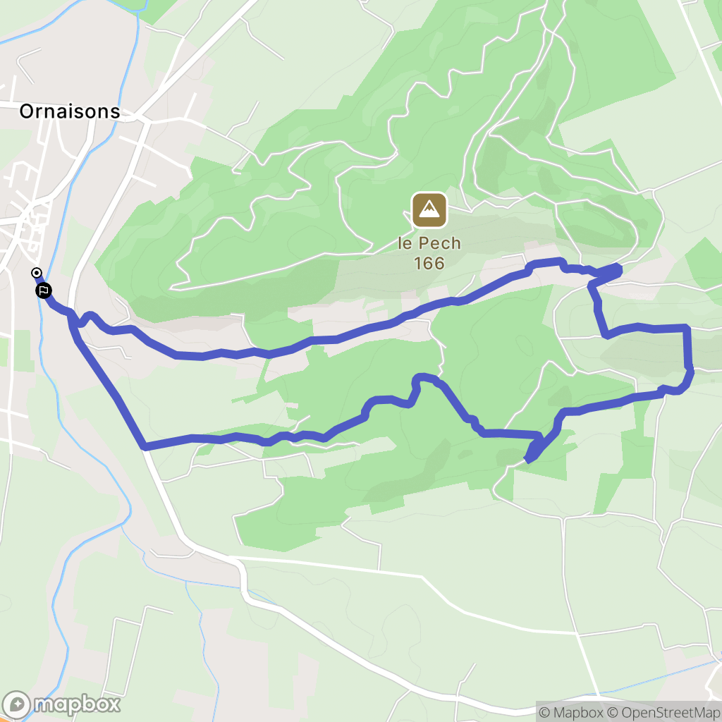 Ornaisons : carte du parcours de randonnée - France