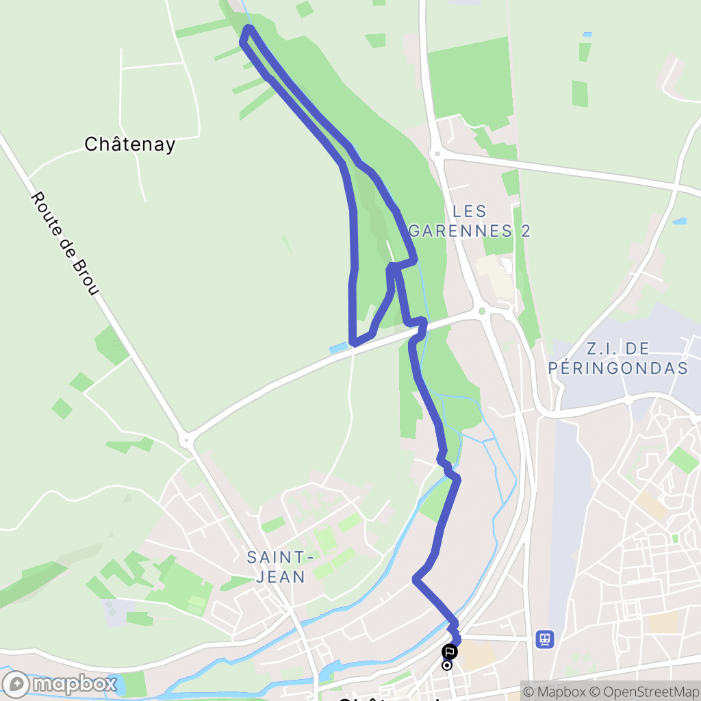 Châteaudun : carte du parcours de randonnée - France