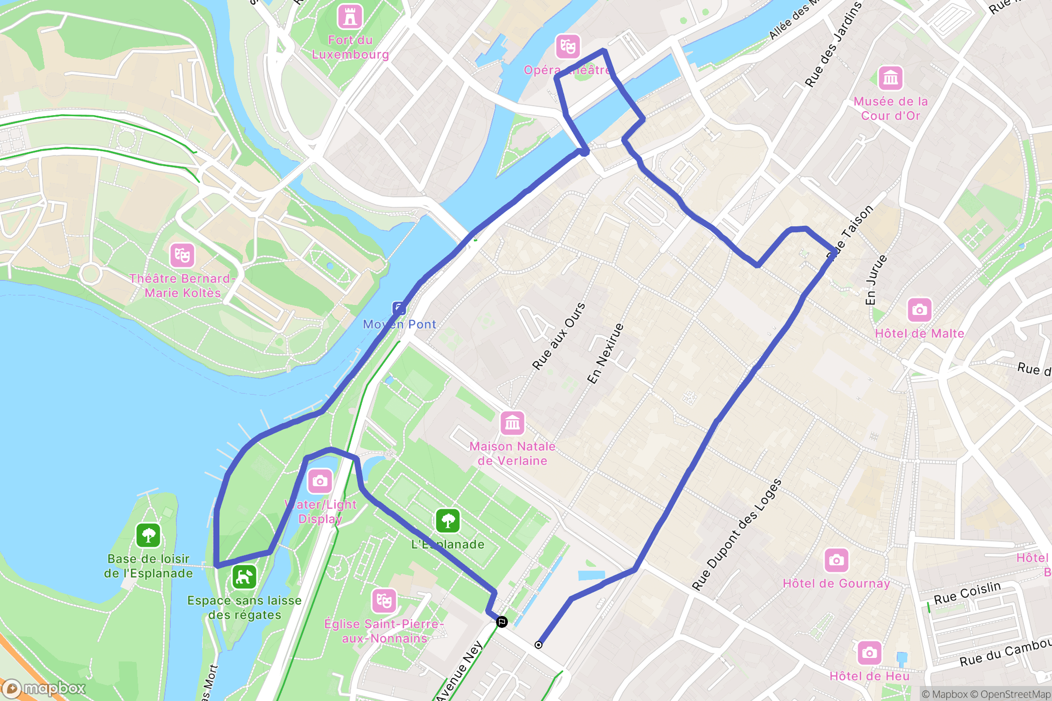 Metz : carte du parcours de randonnée - France