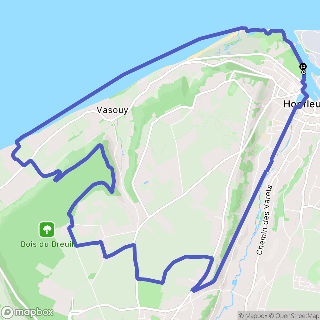Honfleur : carte du parcours de randonnée - France