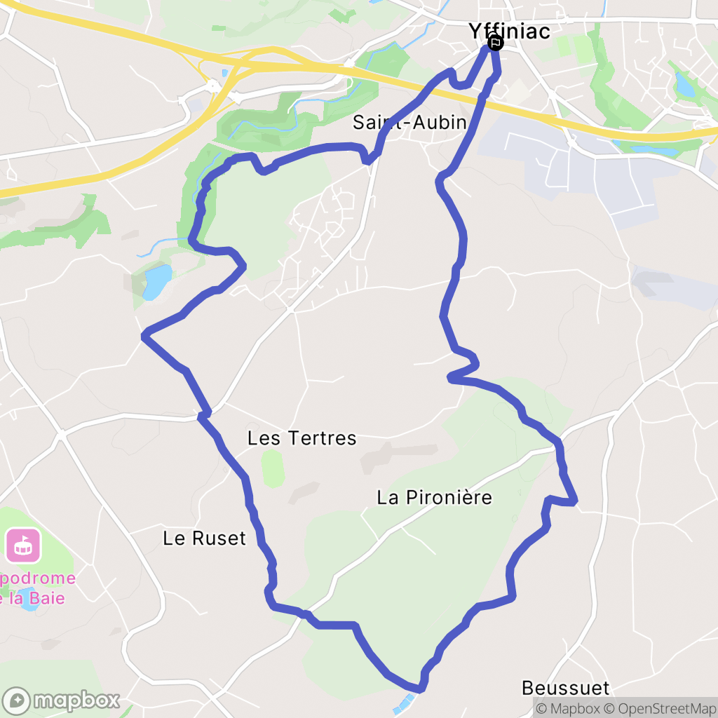 Yffiniac : carte du parcours de randonnée - France