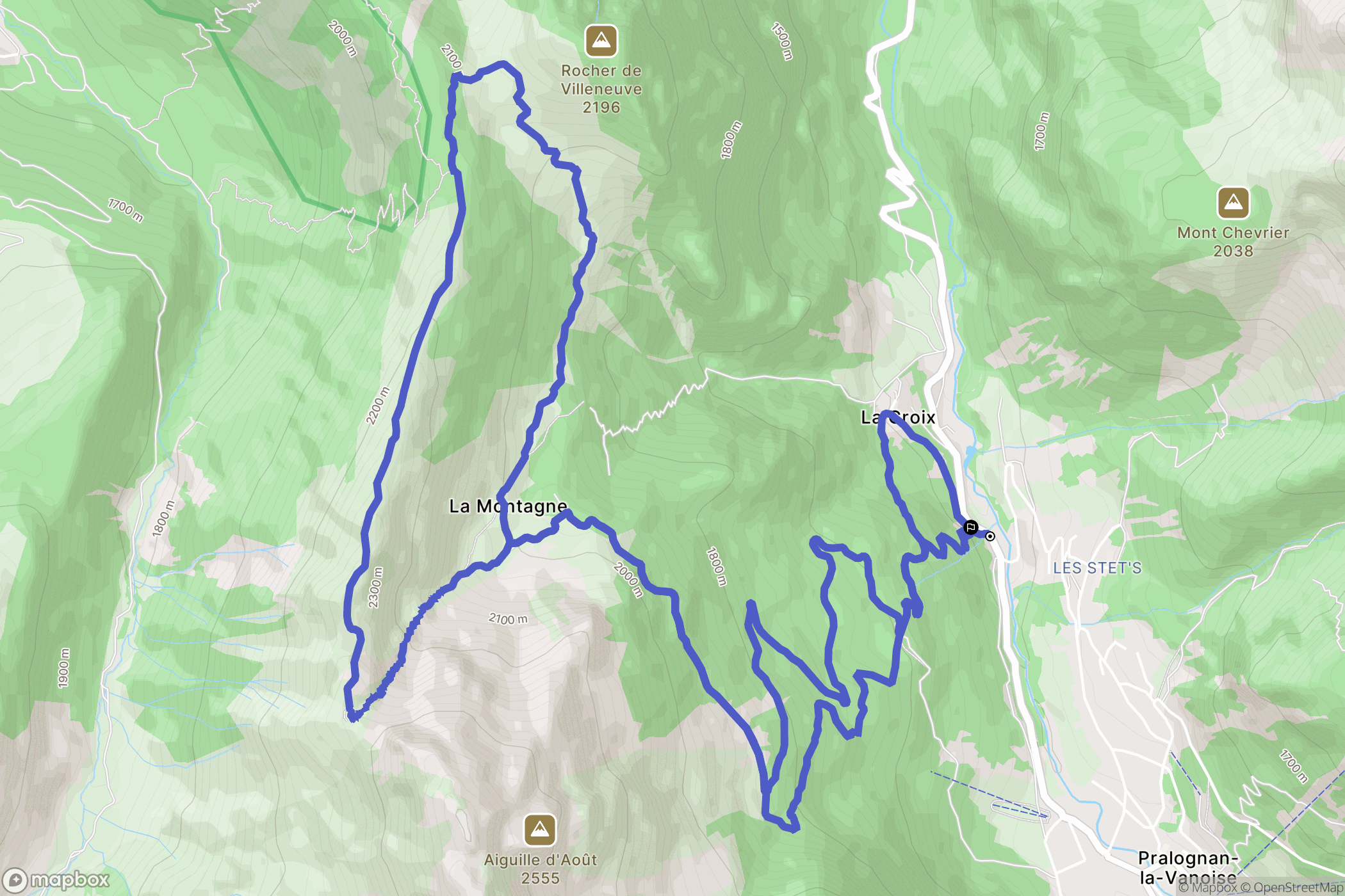 Pralognan-la-Vanoise : carte du parcours de randonnée - France