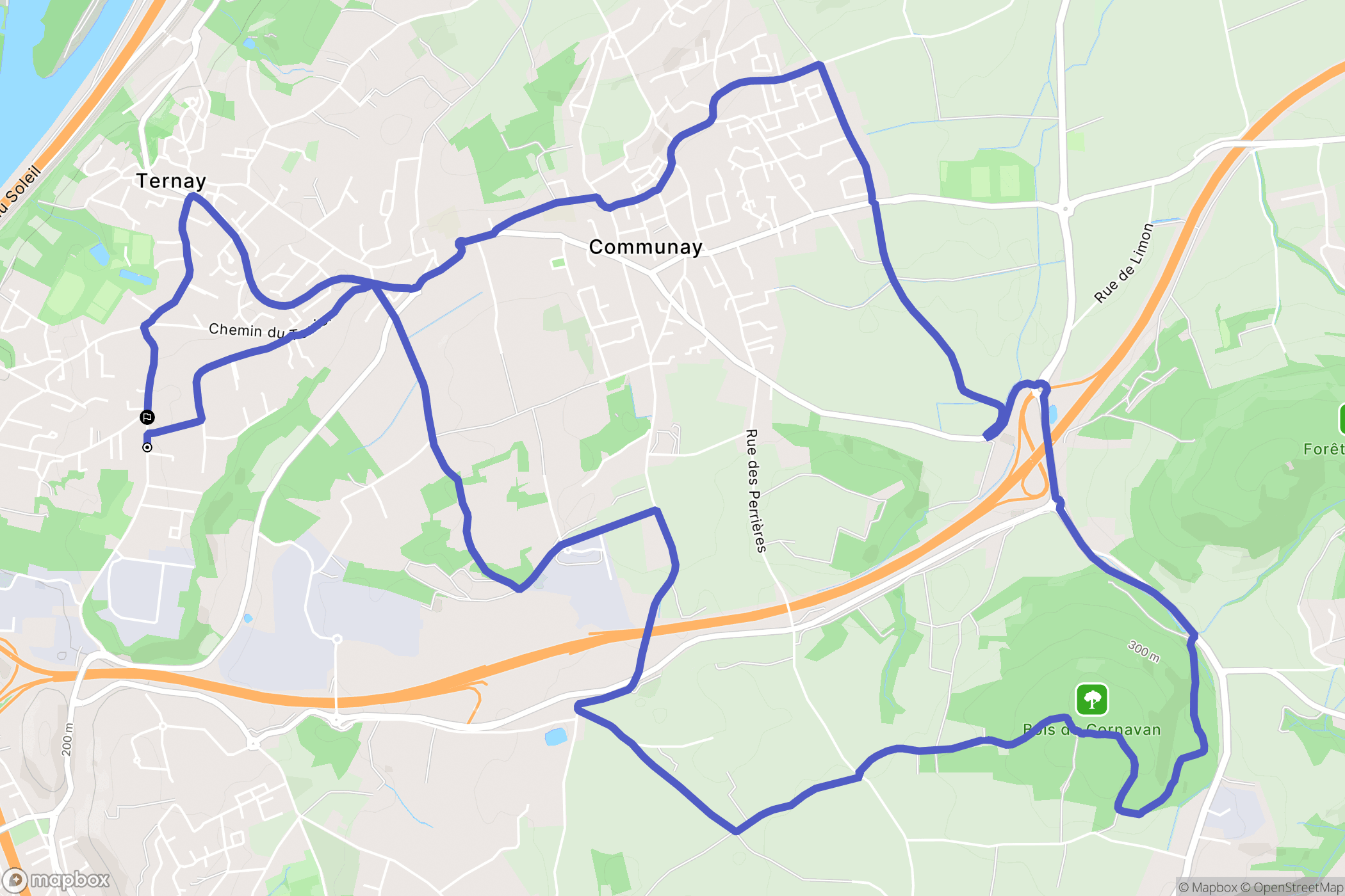 Ternay : carte du parcours de randonnée - France