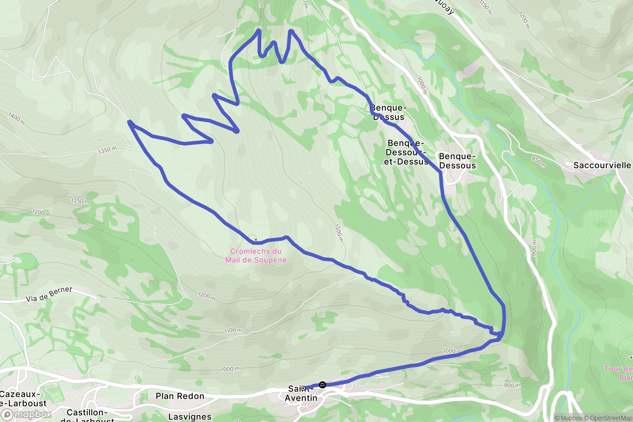 Saint-Aventin : carte du parcours de randonnée - France
