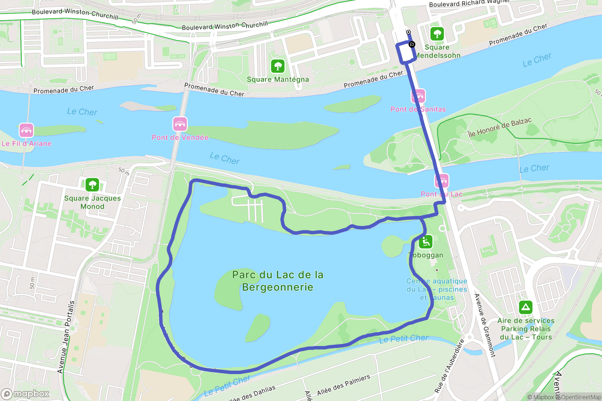 Tours : carte du parcours de randonnée - France
