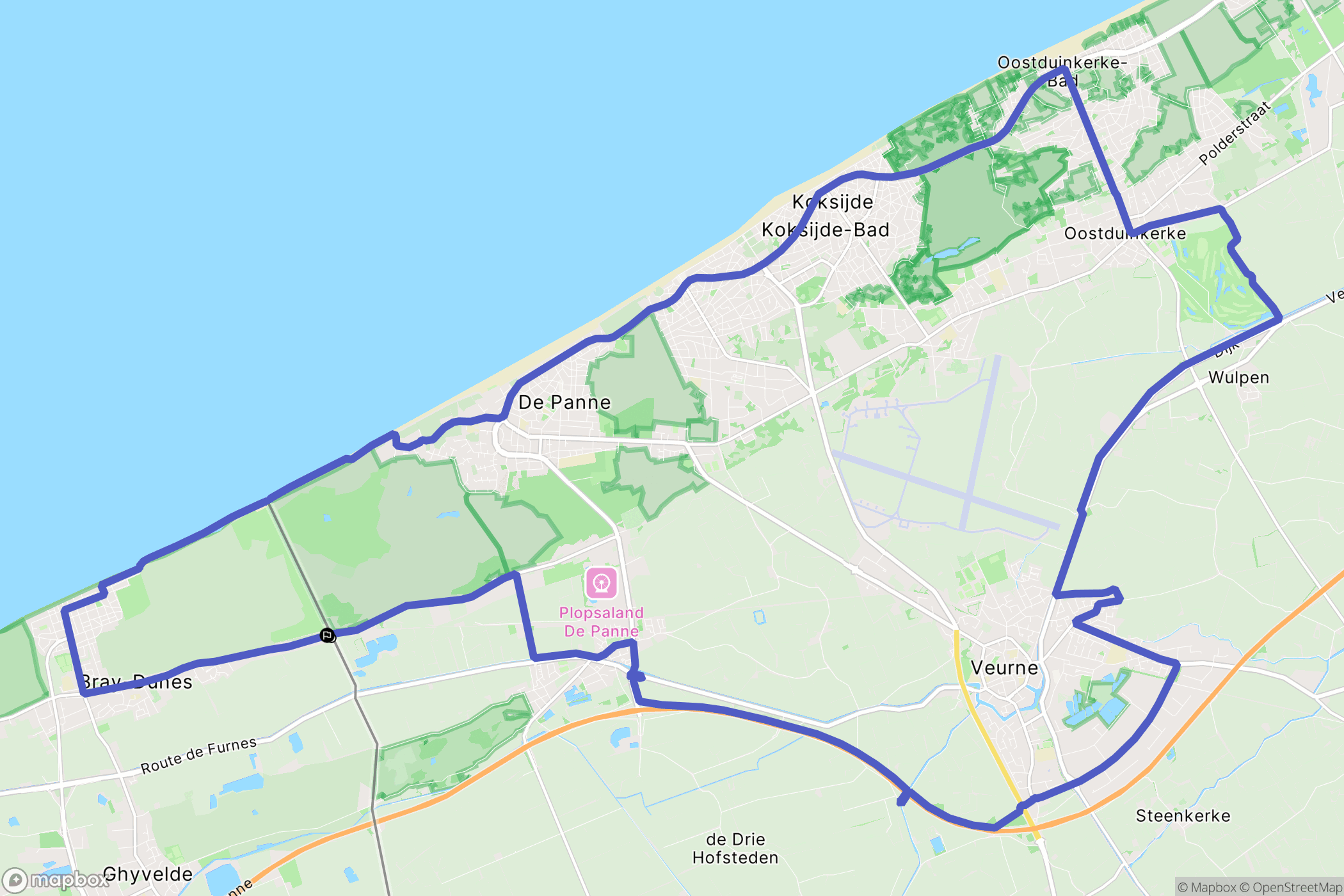 Bray-Dunes : carte du parcours de randonnée - France