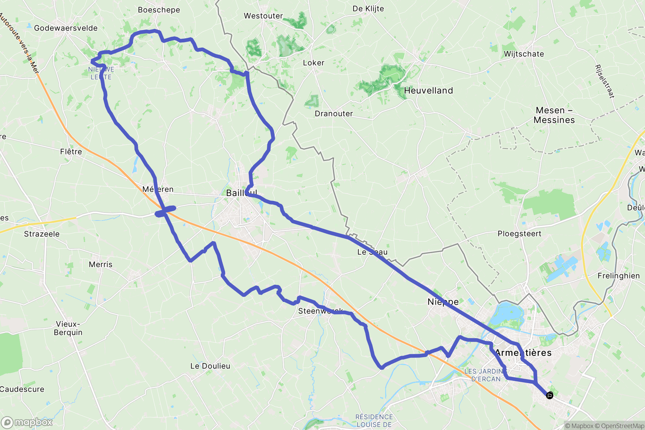 La Chapelle-d'Armentières : carte du parcours de randonnée - France