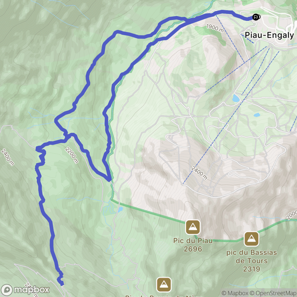 Aragnouet : carte du parcours de randonnée - France