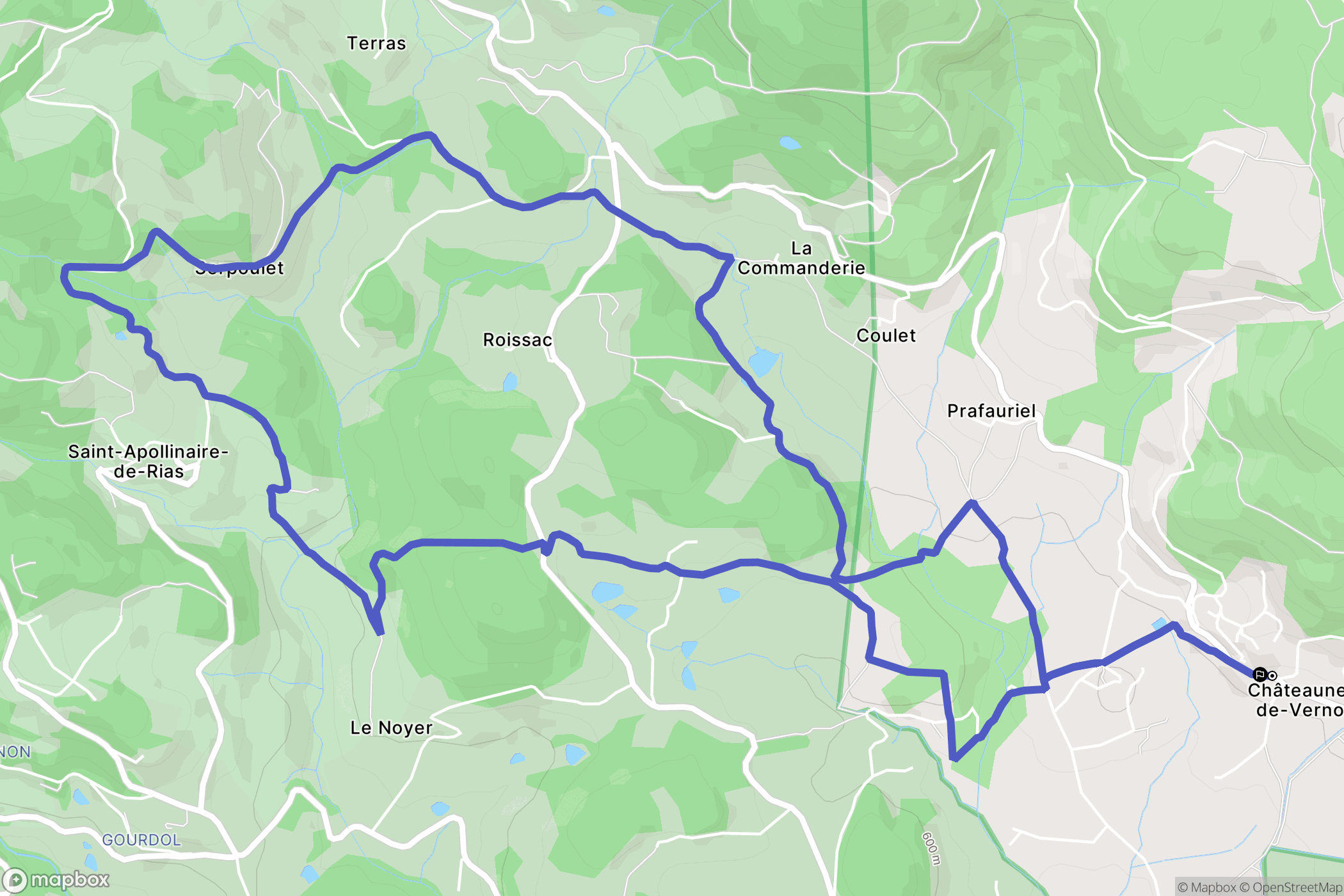 Châteauneuf-de-Vernoux : carte du parcours de randonnée - France