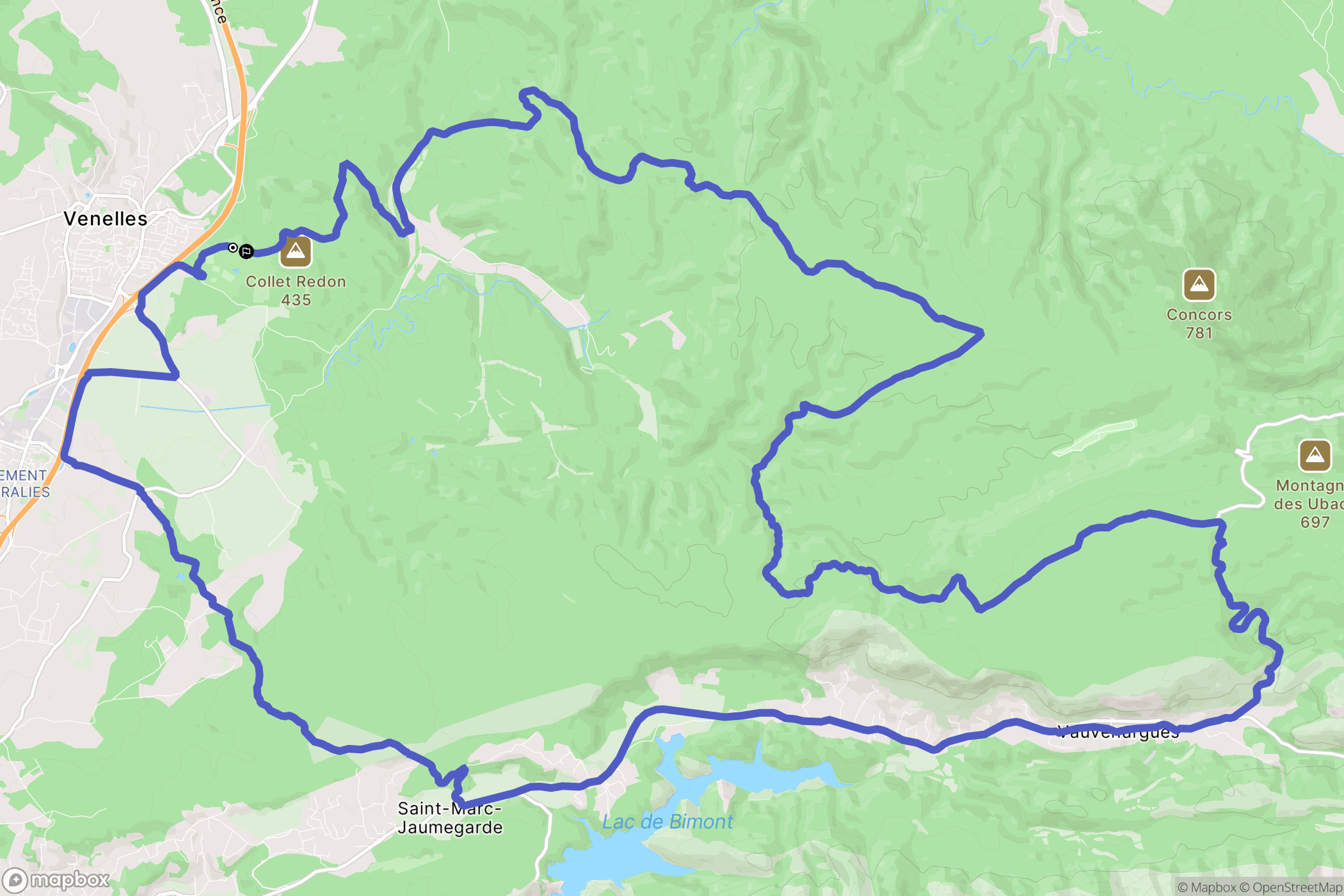 Venelles : carte du parcours de randonnée - France