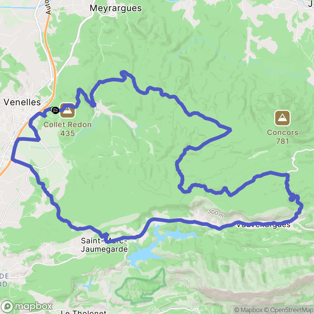 Venelles : carte du parcours de randonnée - France