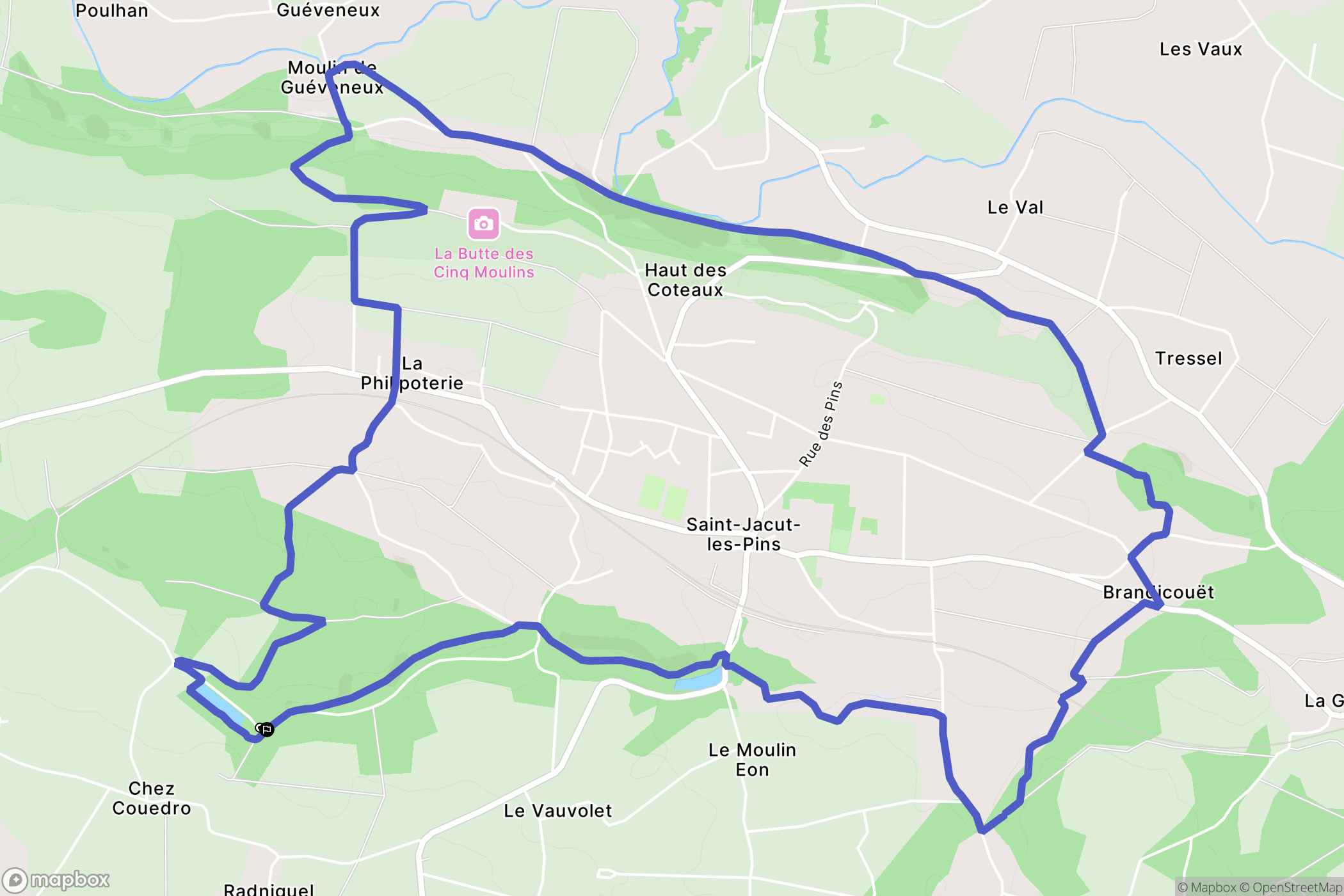 Saint Jacut les Pins : carte du parcours de randonnée - France