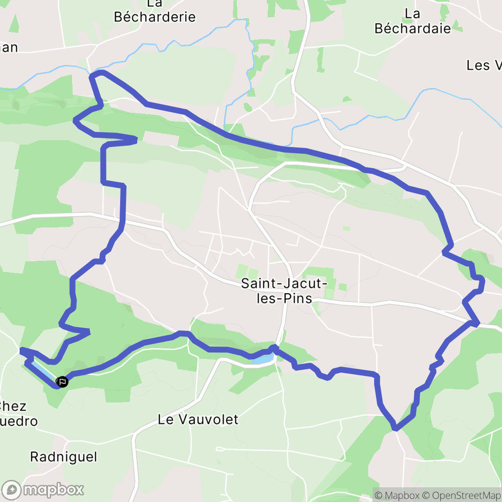 Saint Jacut les Pins : carte du parcours de randonnée - France