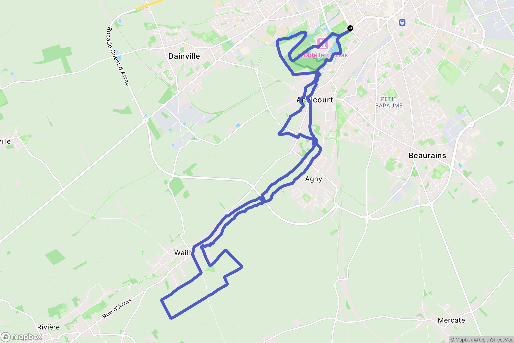 Arras : carte du parcours de randonnée - France