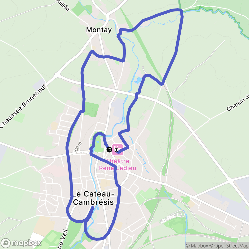 Le Cateau-Cambrésis : carte du parcours de randonnée - France
