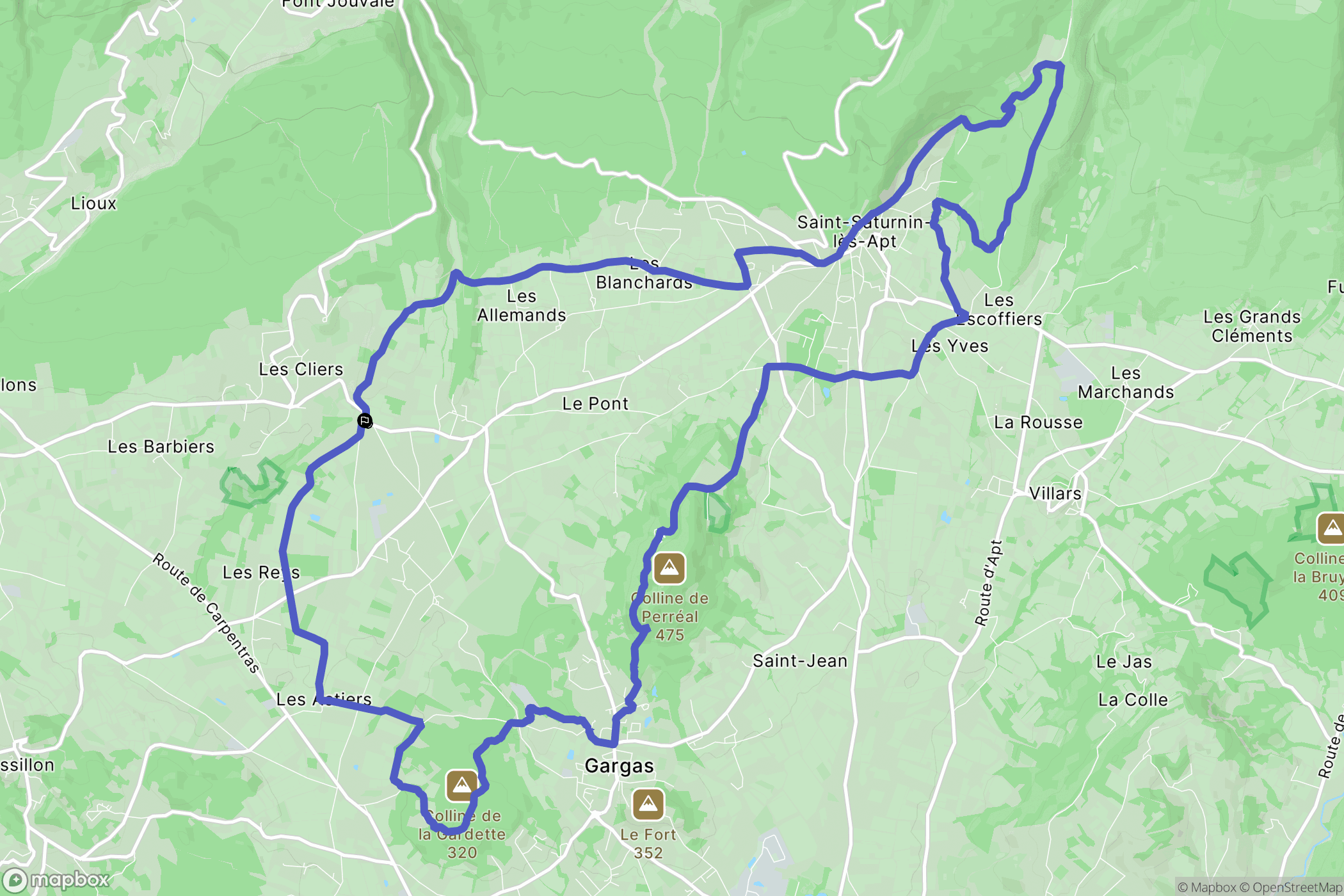 Saint-Saturnin-lès-Apt : carte du parcours de randonnée - France