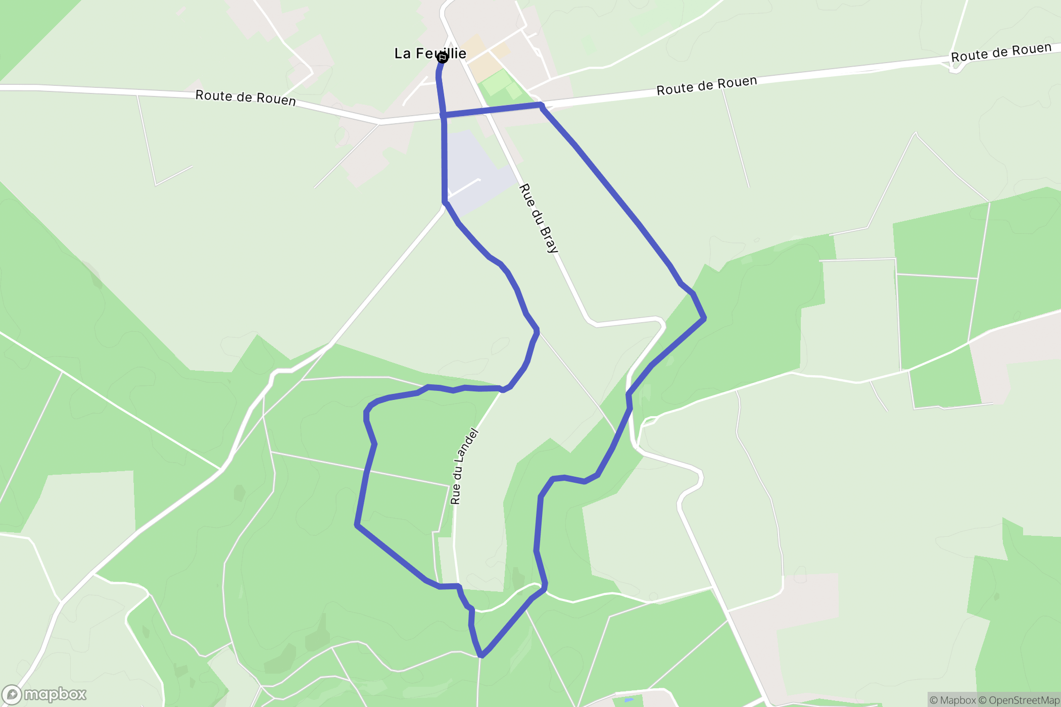 La Feuillie : carte du parcours de randonnée - France