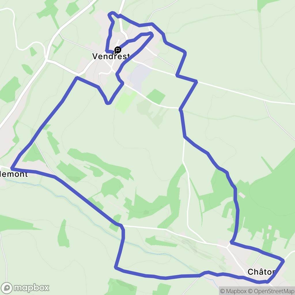 Vendrest : carte du parcours de randonnée - France